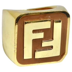 Fendi FF Logo Gold Tone Ring