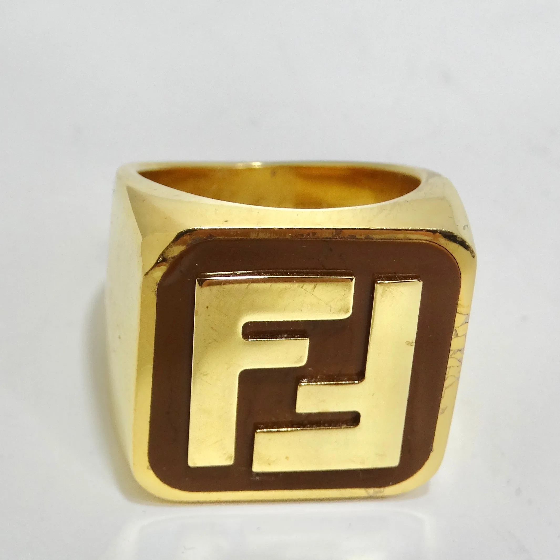 Fendi FF Logo Gold Tone Ring