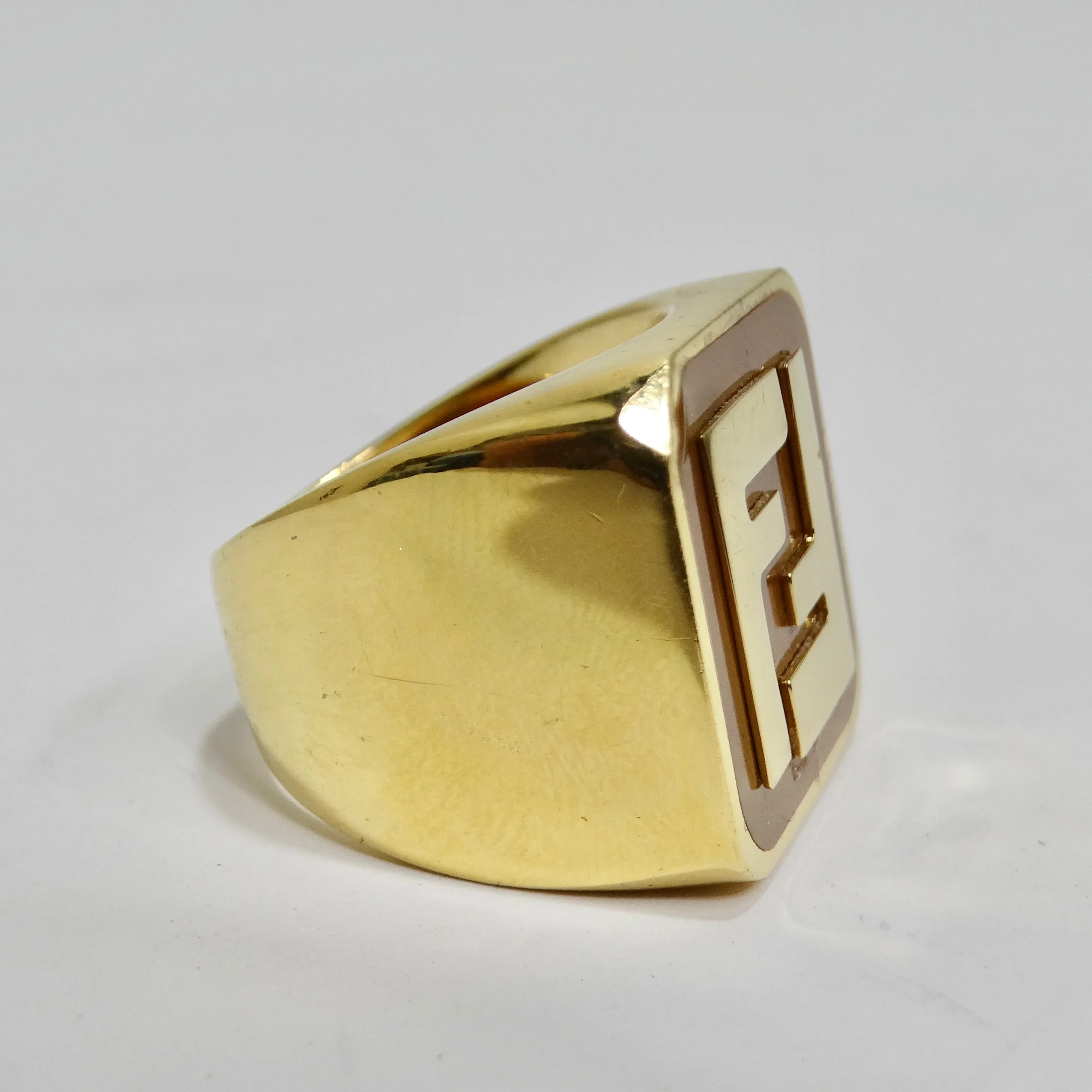 Fendi FF Logo Gold Tone Ring