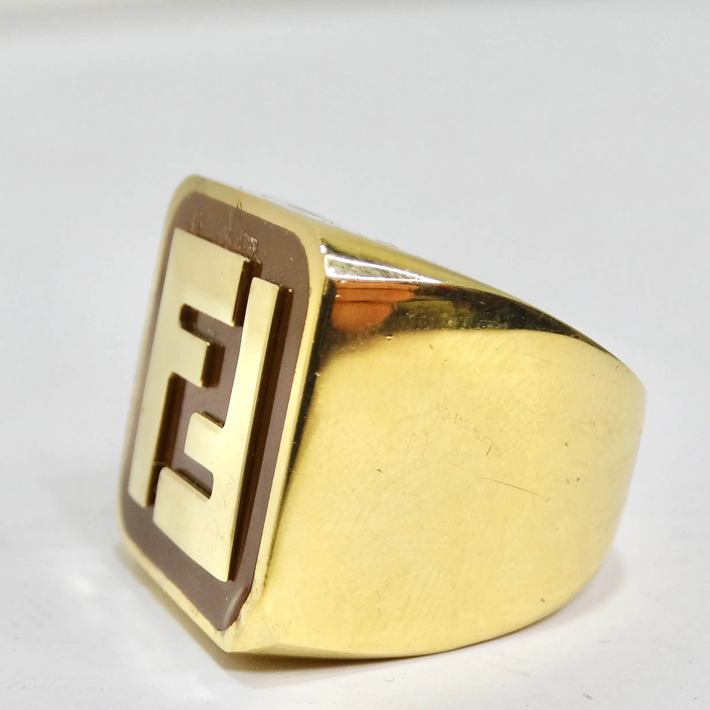 Fendi FF Logo Gold Tone Ring