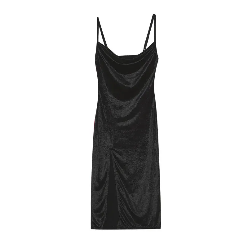 Festive Cheer Velvet Charming Slit Midi Dress