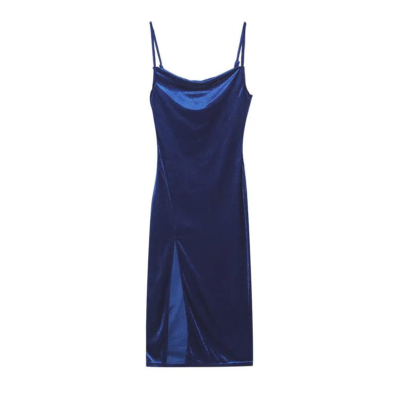 Festive Cheer Velvet Charming Slit Midi Dress