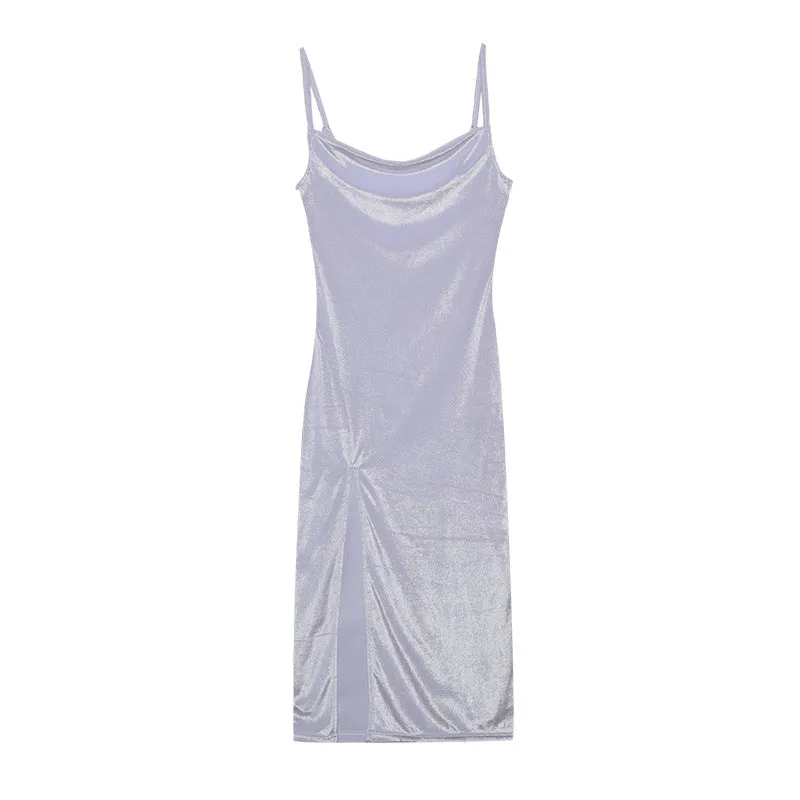 Festive Cheer Velvet Charming Slit Midi Dress