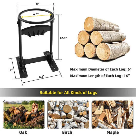 Firewood Kindling Splitter with Sharply Blade for Fireplace BBQ - Color: Black