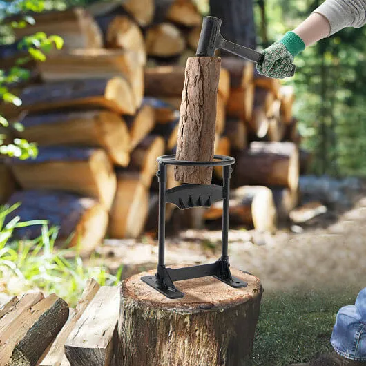 Firewood Kindling Splitter with Sharply Blade for Fireplace BBQ - Color: Black
