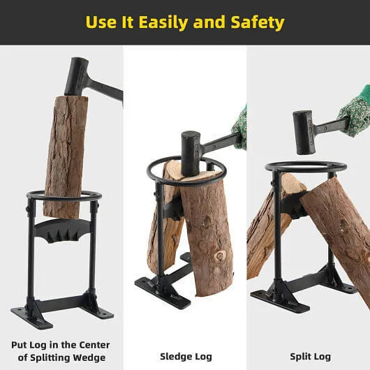 Firewood Kindling Splitter with Sharply Blade for Fireplace BBQ - Color: Black