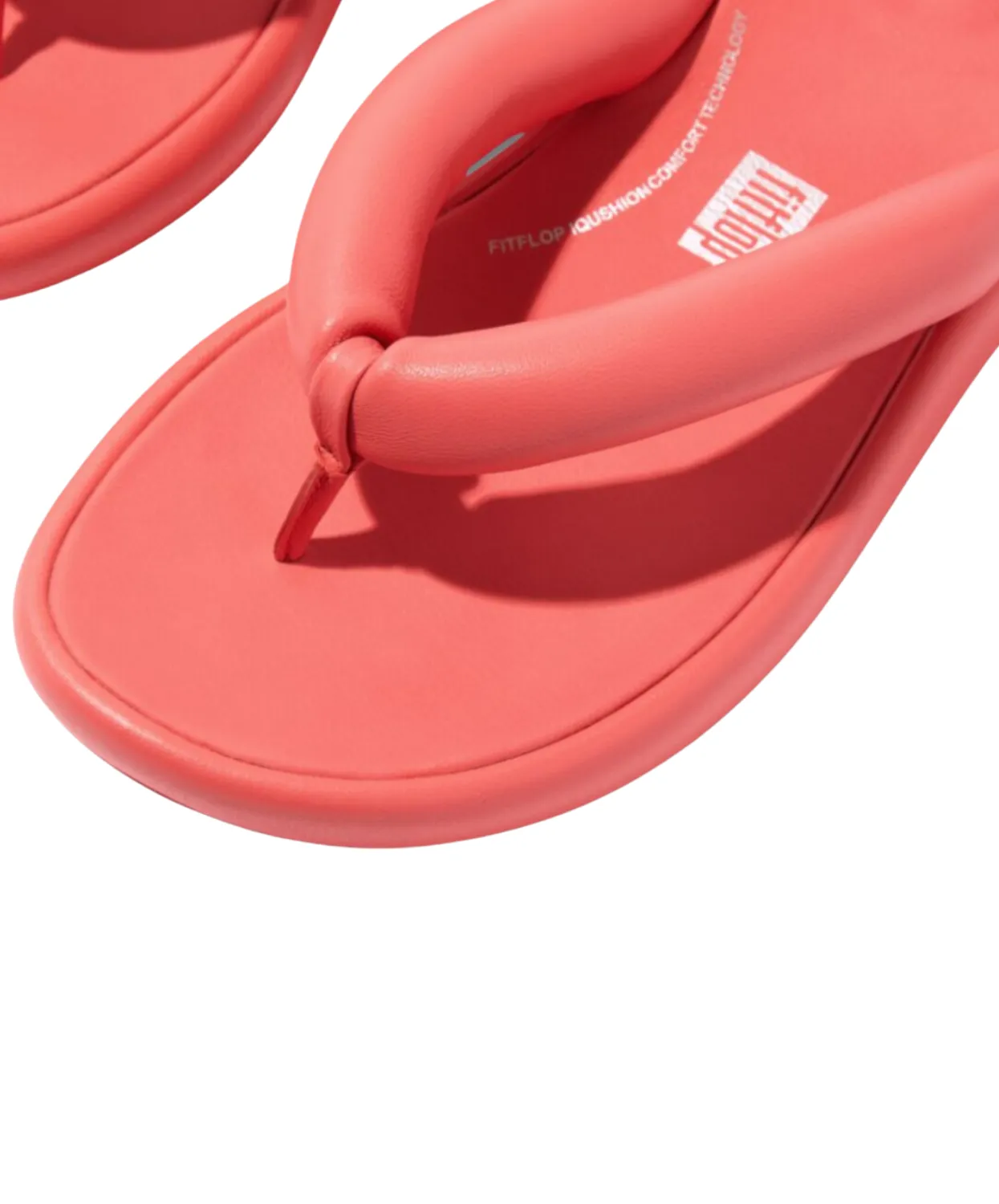 FitFlop iQushion D-Luxe Padded Leather Flip Flops Rosy Coral