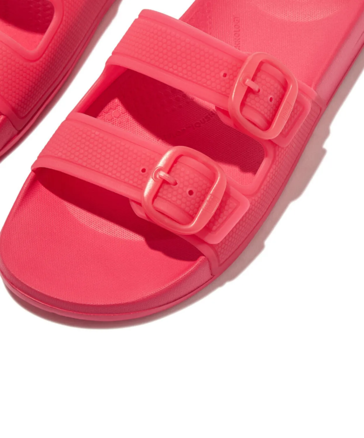 FitFlop iQushion Translucent Two Bar Buckle Slides Pink