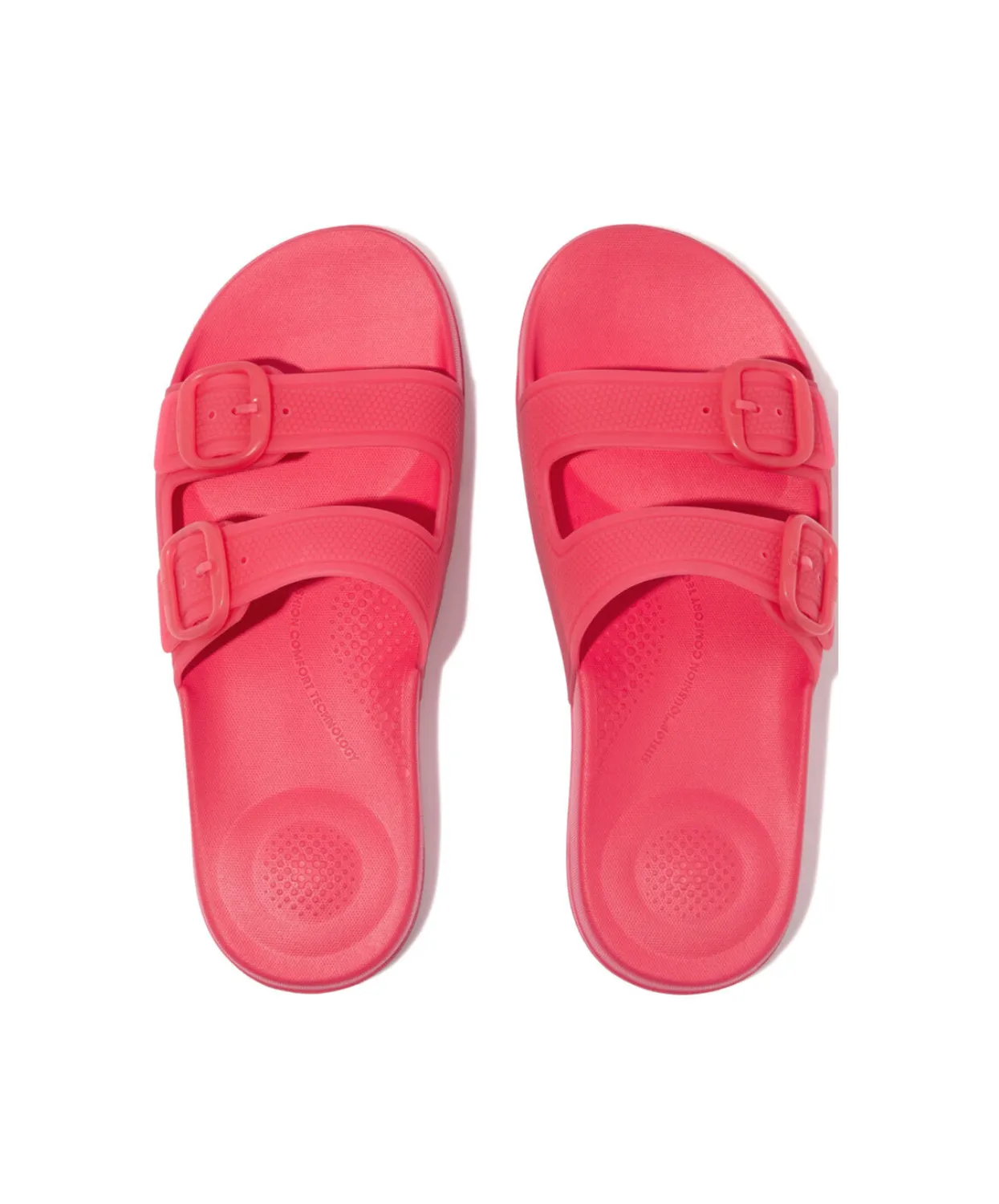 FitFlop iQushion Translucent Two Bar Buckle Slides Pink