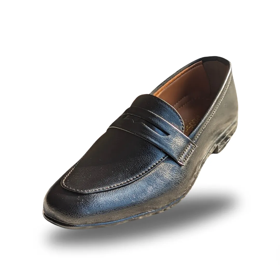 Fl-04 Black Leather Loafers for Men | Stylish & Comfortable