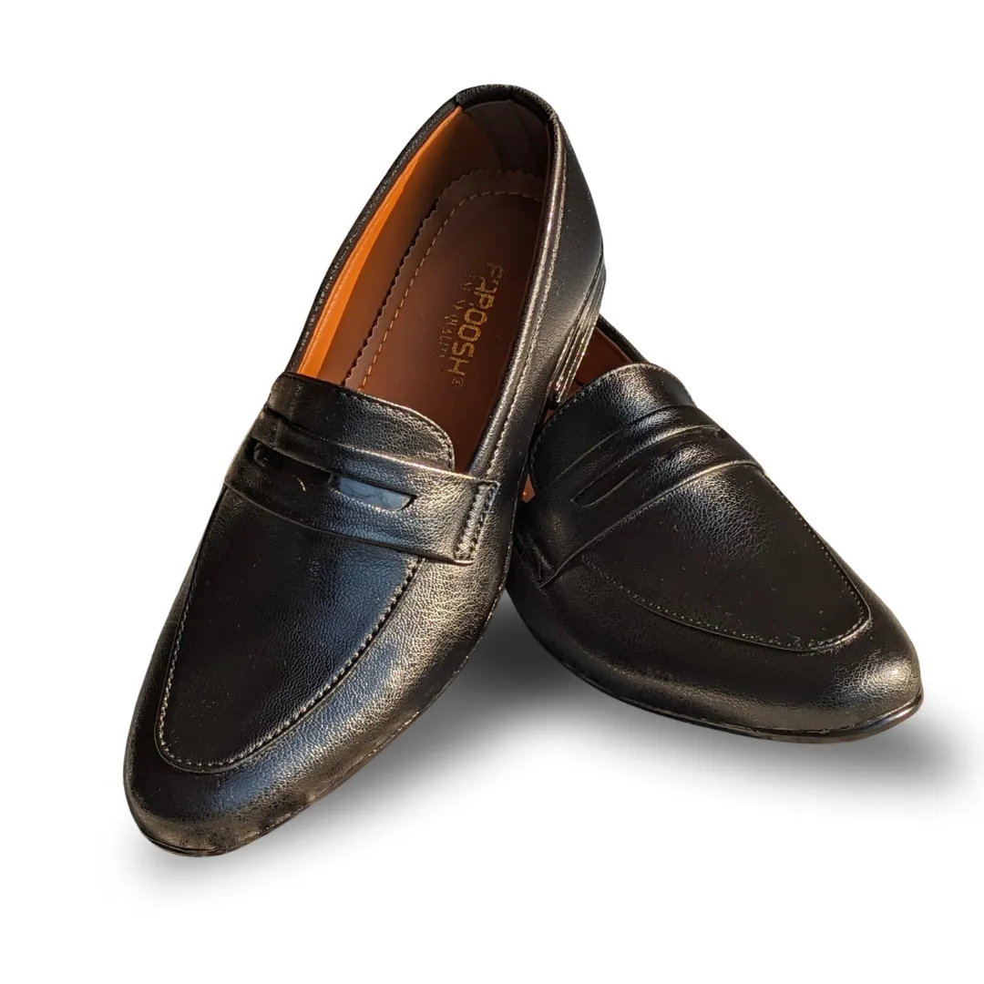 Fl-04 Black Leather Loafers for Men | Stylish & Comfortable