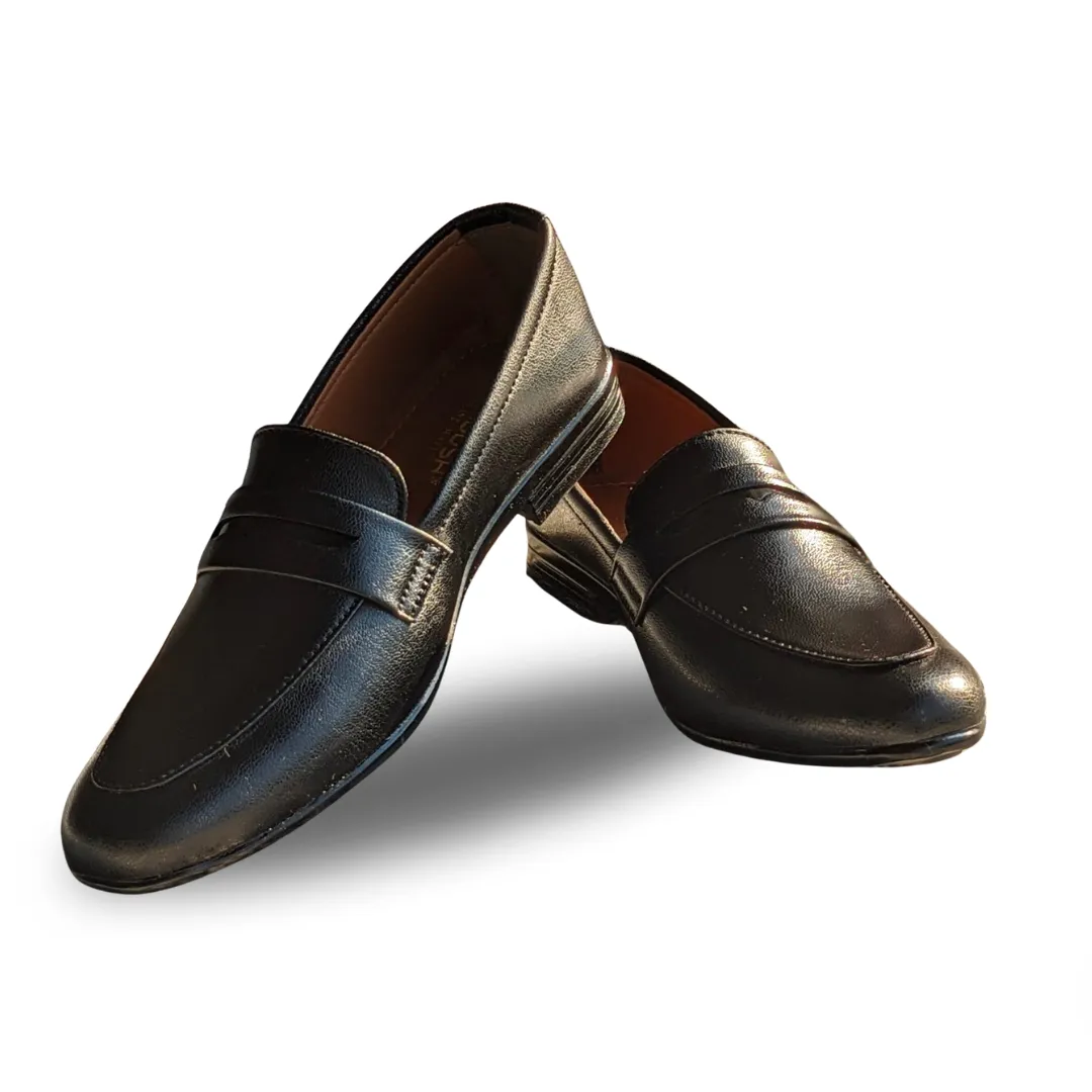 Fl-04 Black Leather Loafers for Men | Stylish & Comfortable