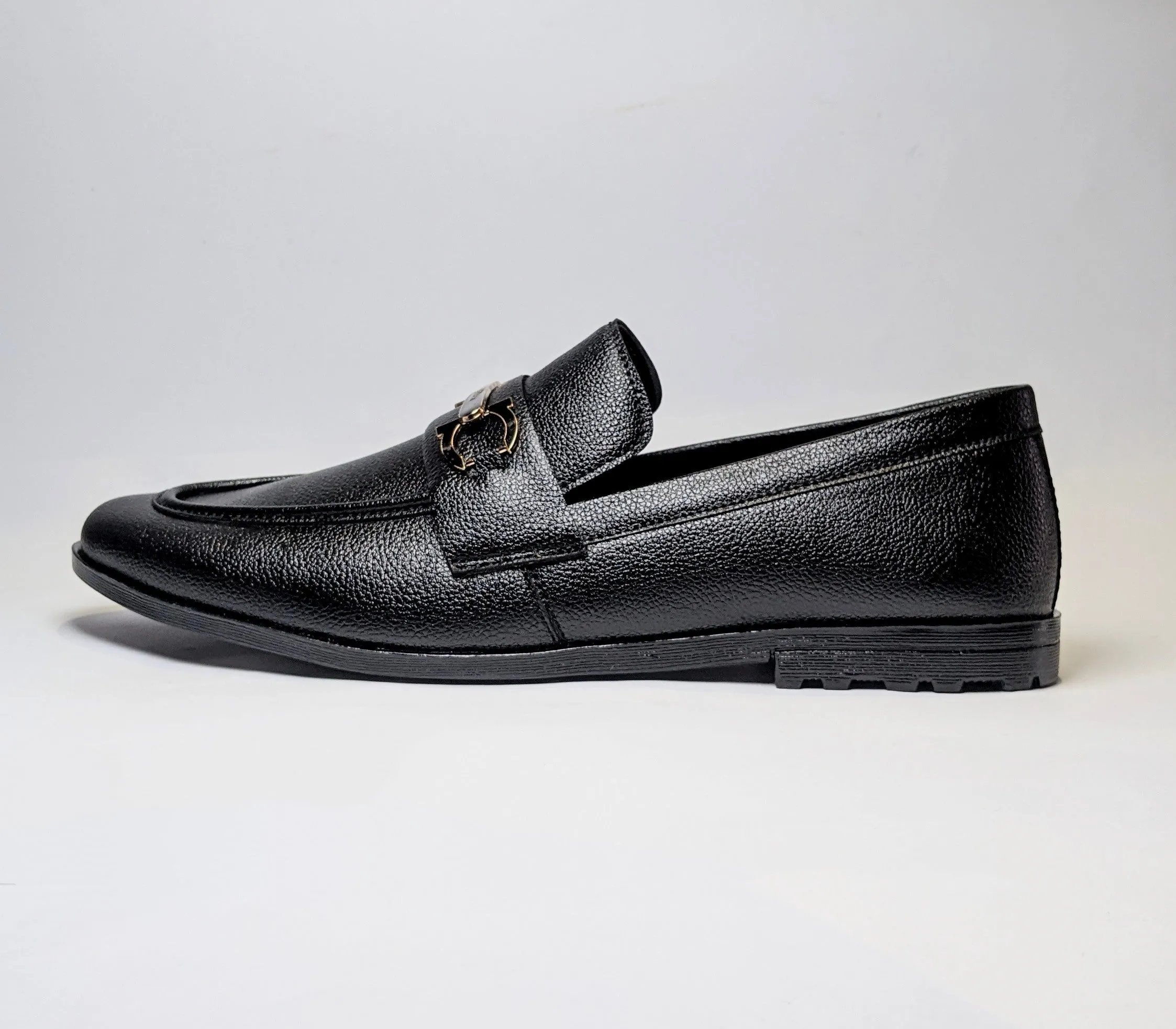 FL-06 Black Grain Leather Loafers for Men