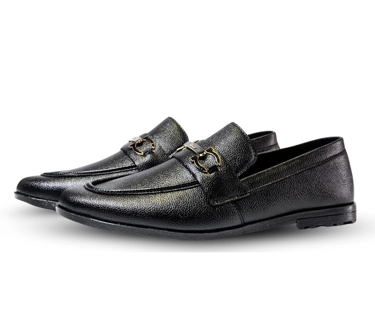 FL-06 Black Grain Leather Loafers for Men