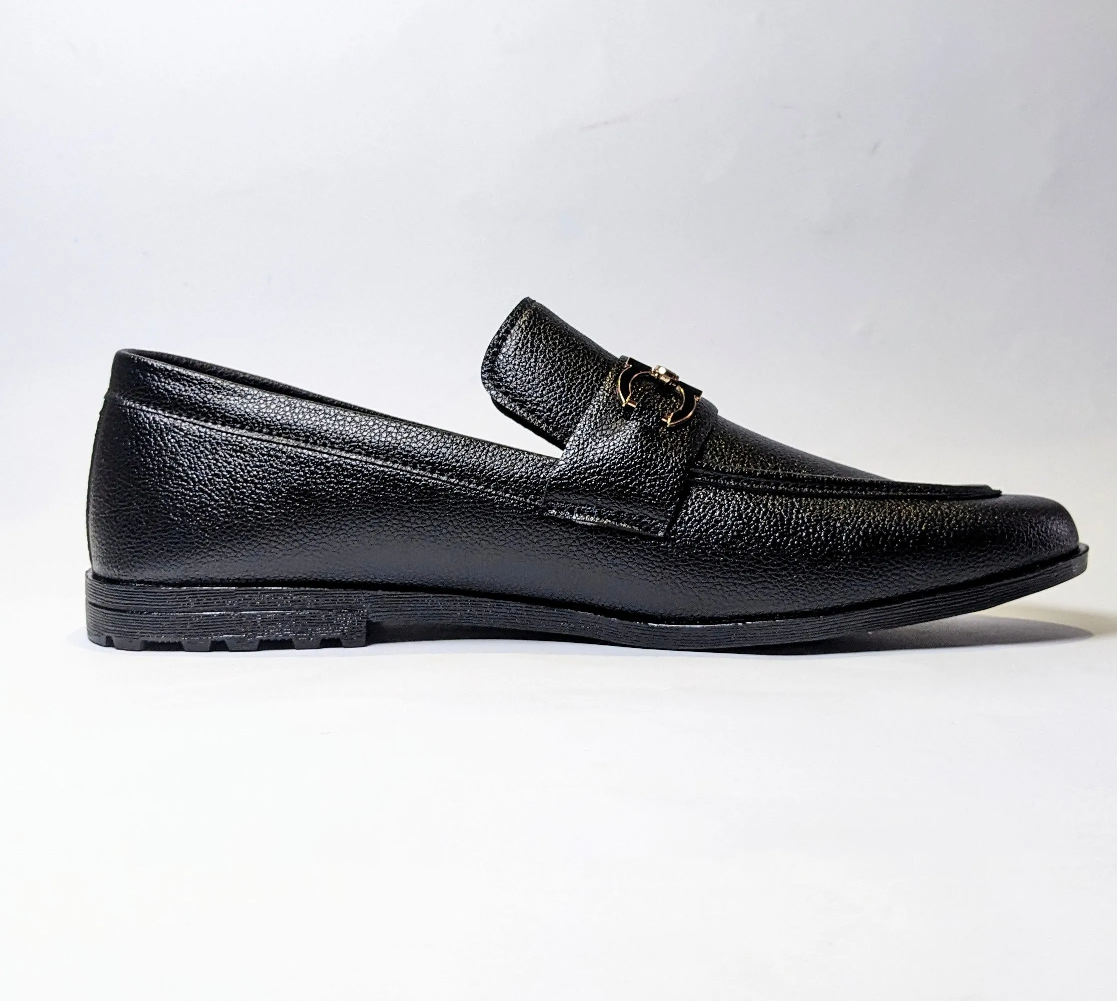 FL-06 Black Grain Leather Loafers for Men