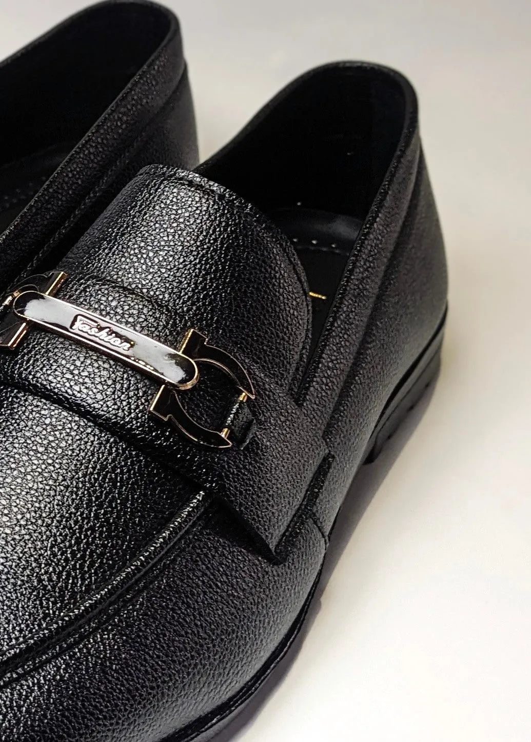 FL-06 Black Grain Leather Loafers for Men