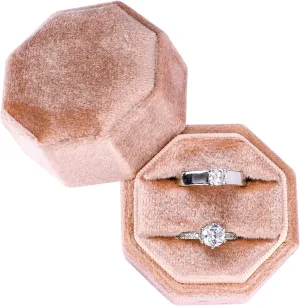 Flamingo Love Is Patient Double Ring Slots Octagon Velvet Ring Box