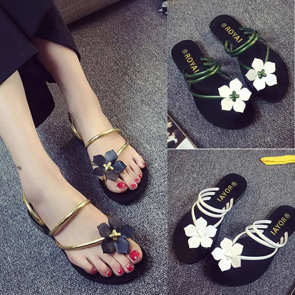 Flower Weave Sandals Peep-Toe Flip Flops