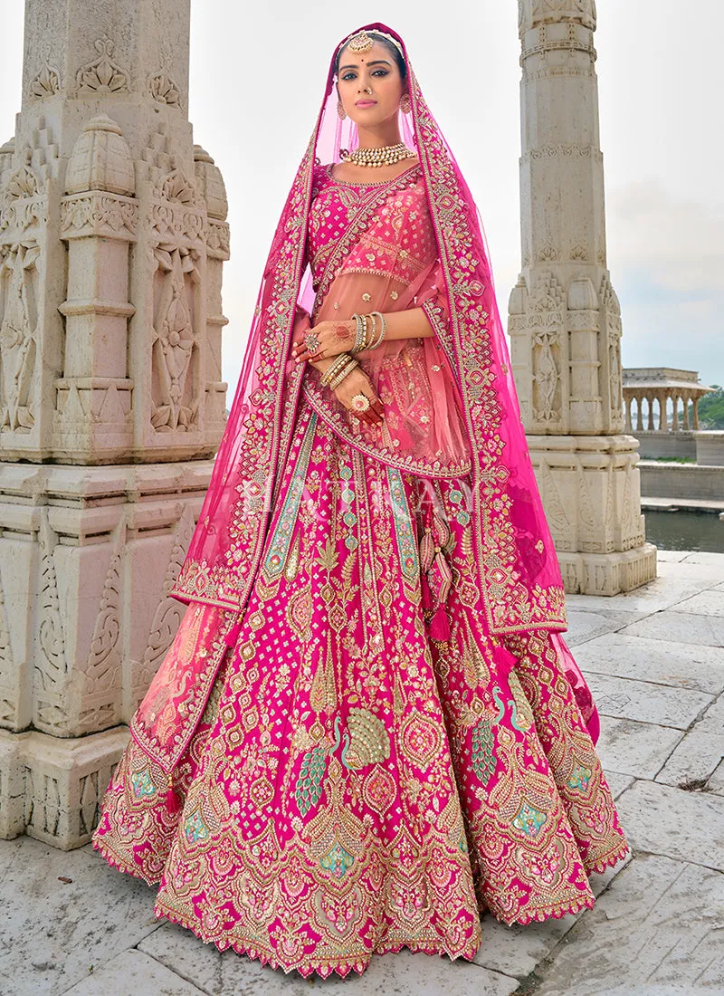 Fuchsia Pink Multi Embroidered Traditional Lehenga Choli