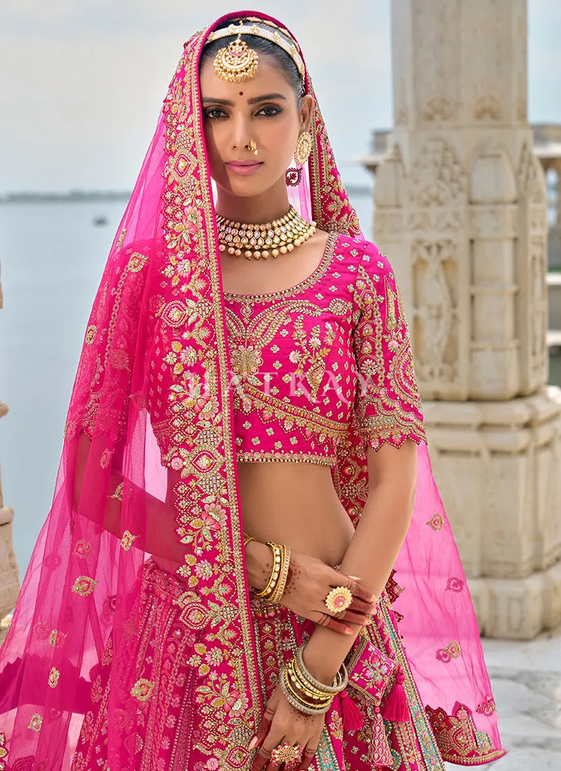 Fuchsia Pink Multi Embroidered Traditional Lehenga Choli
