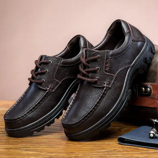 Genuine Leather Men Shoes Black Footwear Big Size 49 High Quality Man Lace-up Casual Sneakers wedding busines formal shoes men