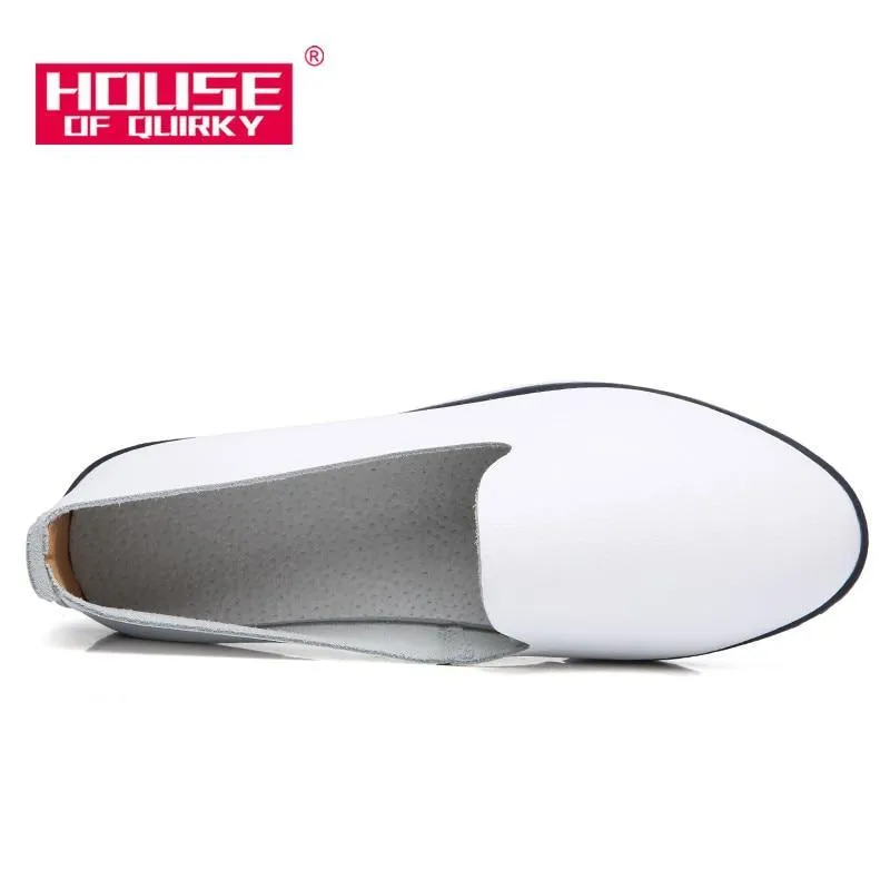 Genuine Leather Slip on ladies Shallow Casual Shoes