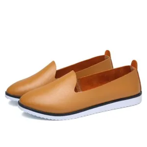 Genuine Leather Slip on ladies Shallow Casual Shoes