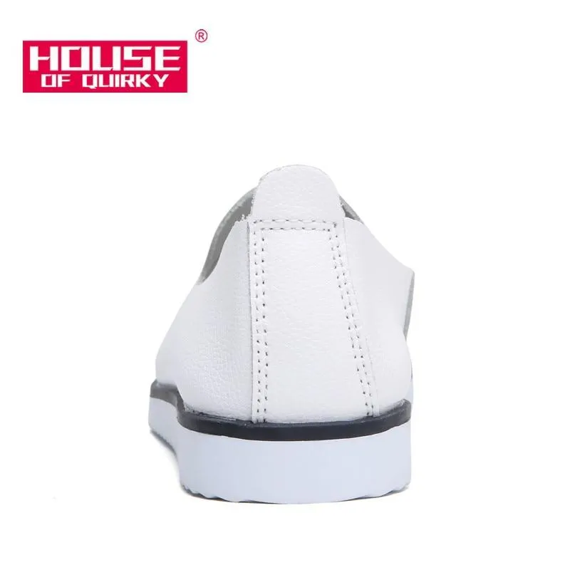 Genuine Leather Slip on ladies Shallow Casual Shoes
