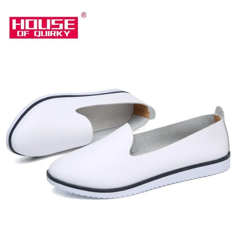 Genuine Leather Slip on ladies Shallow Casual Shoes