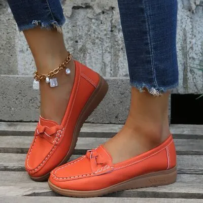 Geweven wedge hak loafers