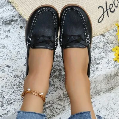 Geweven wedge hak loafers