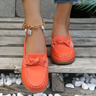 Geweven wedge hak loafers