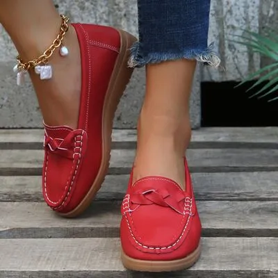 Geweven wedge hak loafers