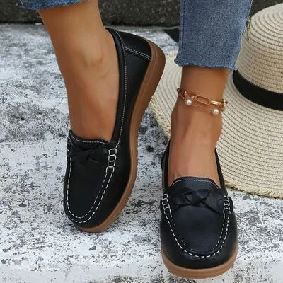 Geweven wedge hak loafers
