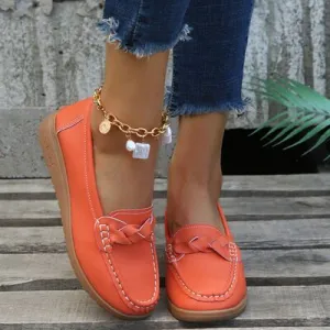 Geweven wedge hak loafers