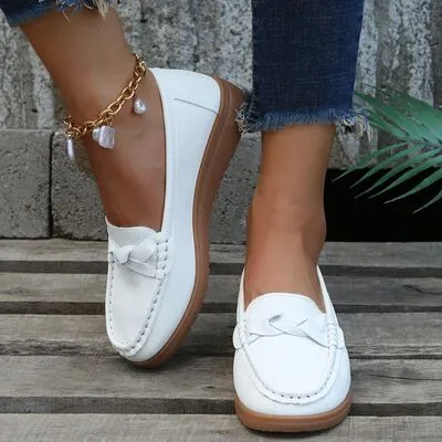 Geweven wedge hak loafers