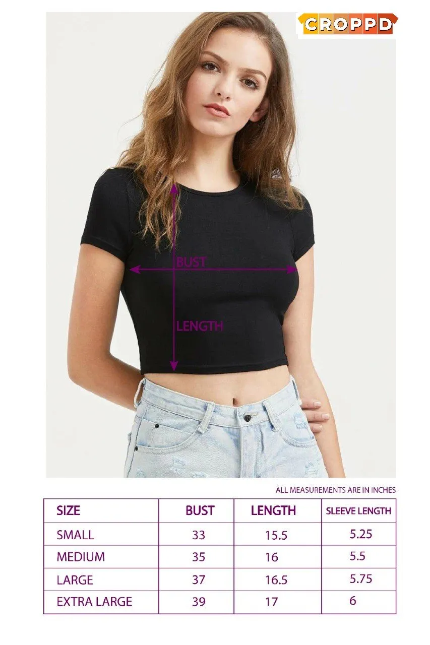 Girl Power Minimalistic Print Purple Crop Top