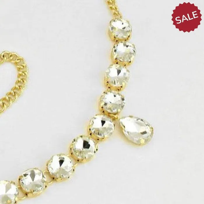 Gold Head Chain Round Teardrop Stones
