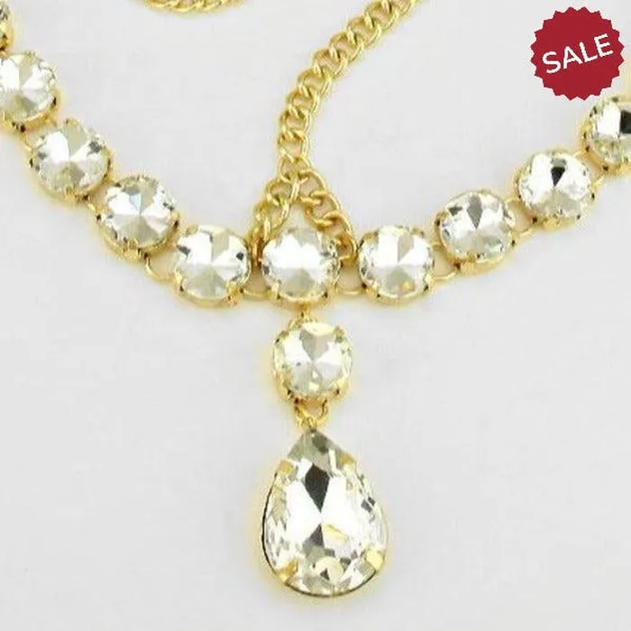 Gold Head Chain Round Teardrop Stones