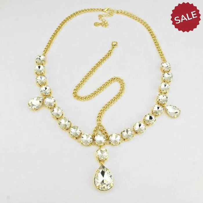 Gold Head Chain Round Teardrop Stones