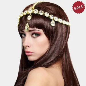 Gold Head Chain Round Teardrop Stones