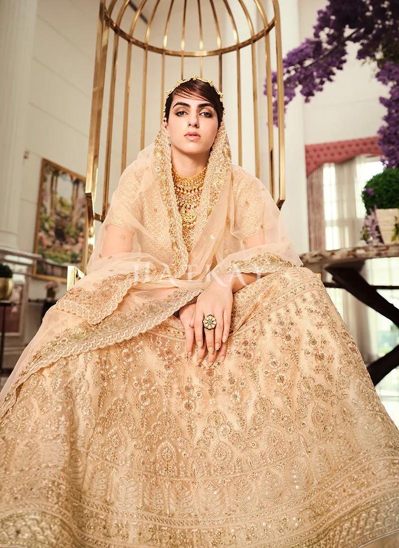 Golden Beige Embroidered Lehenga Choli