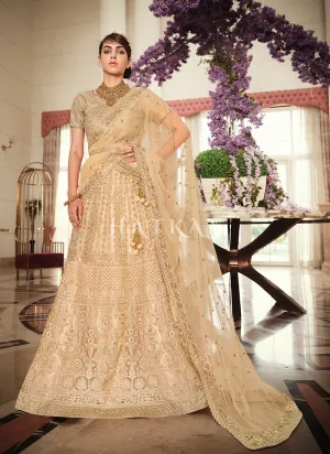 Golden Beige Embroidered Lehenga Choli