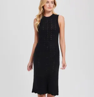 Goldie Boucle Midi Dress - Black