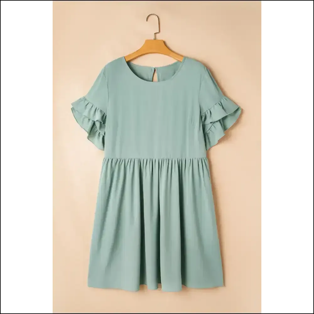 Grass Green Mini Dress: Ruffle Hem, Ready to Rumba!