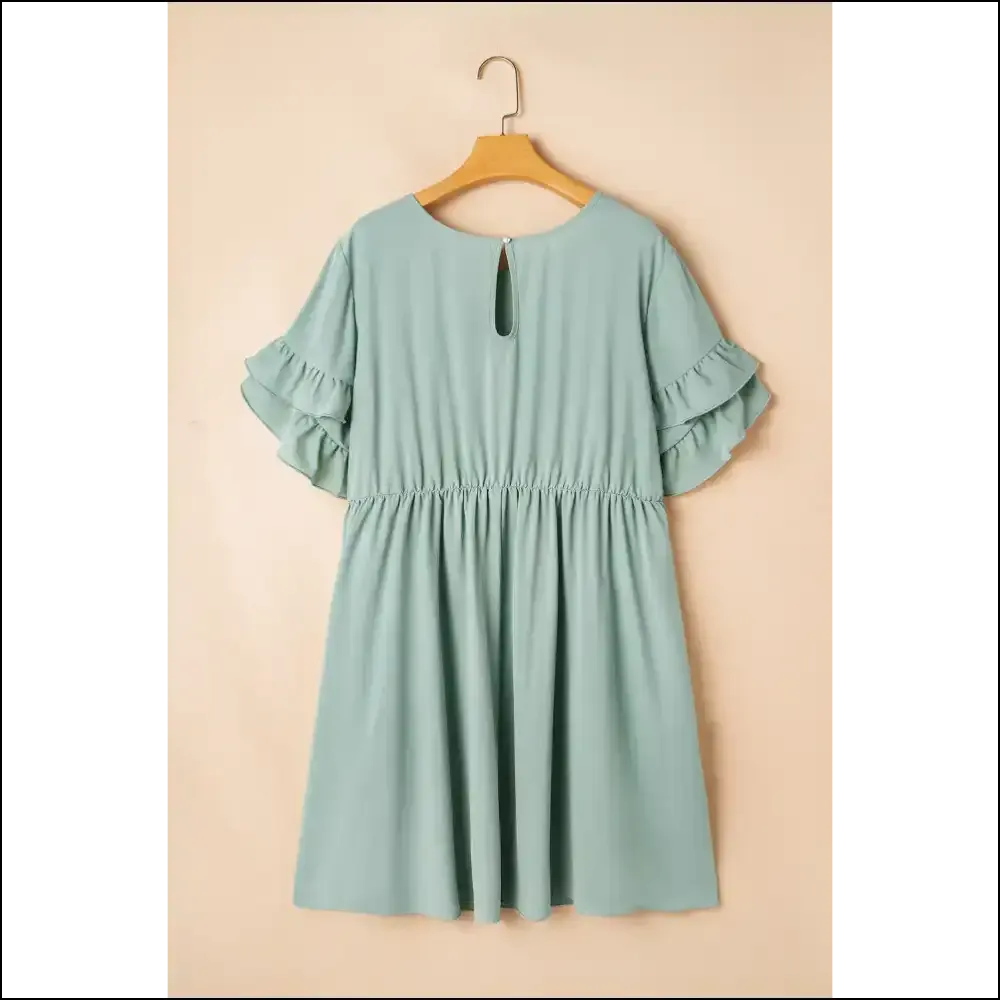 Grass Green Mini Dress: Ruffle Hem, Ready to Rumba!