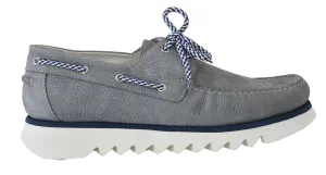 Gray White Leather Casual Loafers
