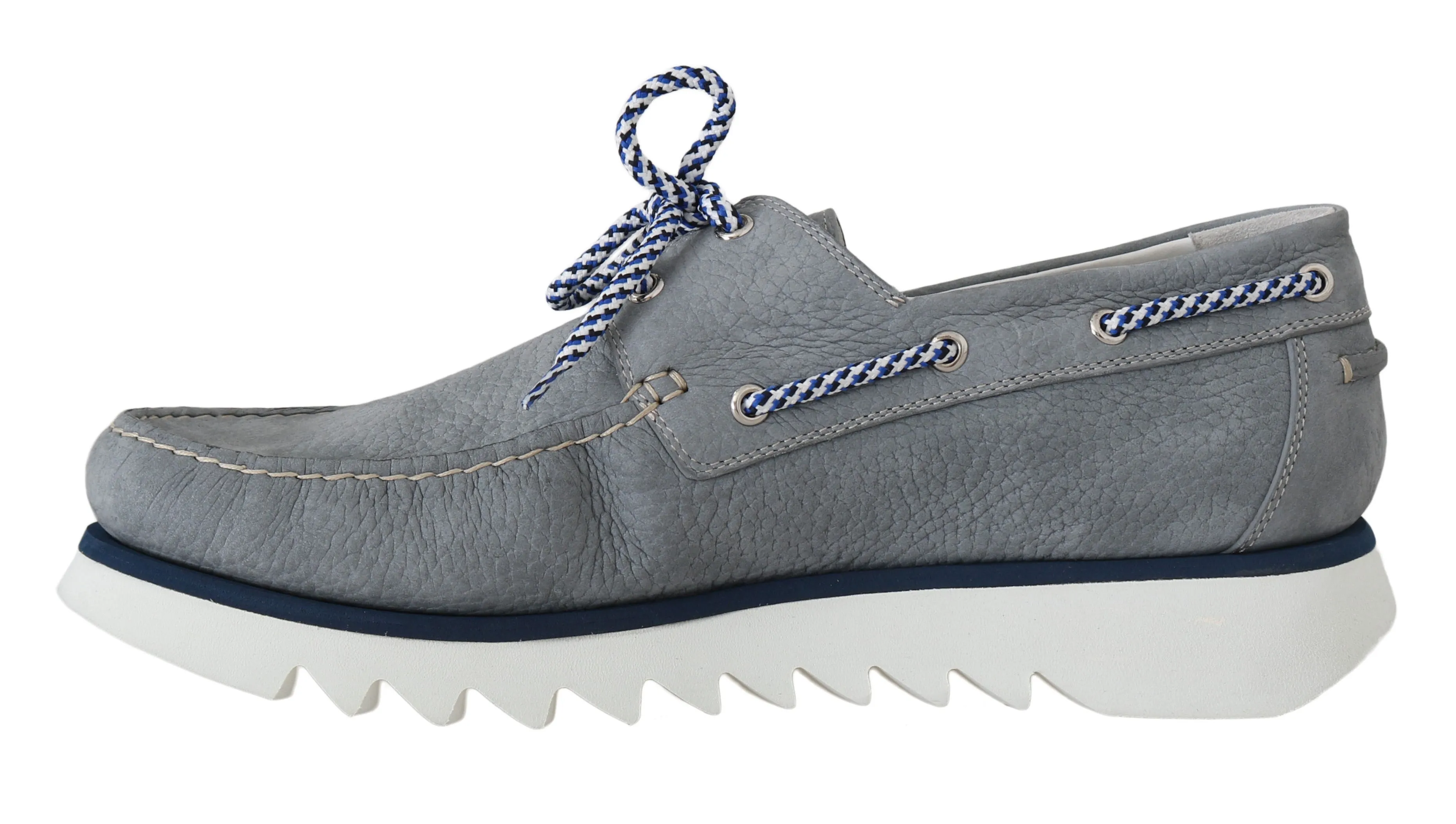 Gray White Leather Casual Loafers