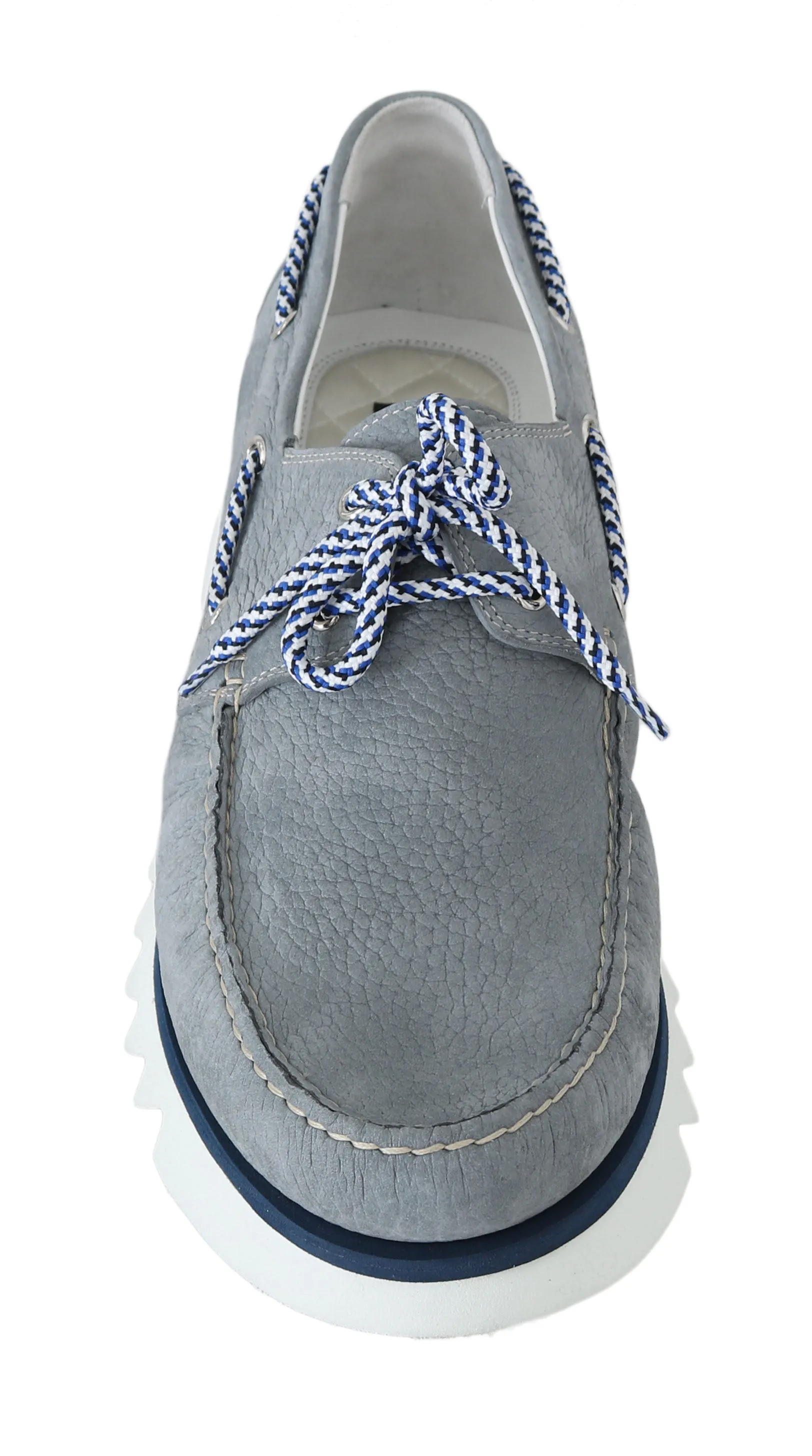 Gray White Leather Casual Loafers