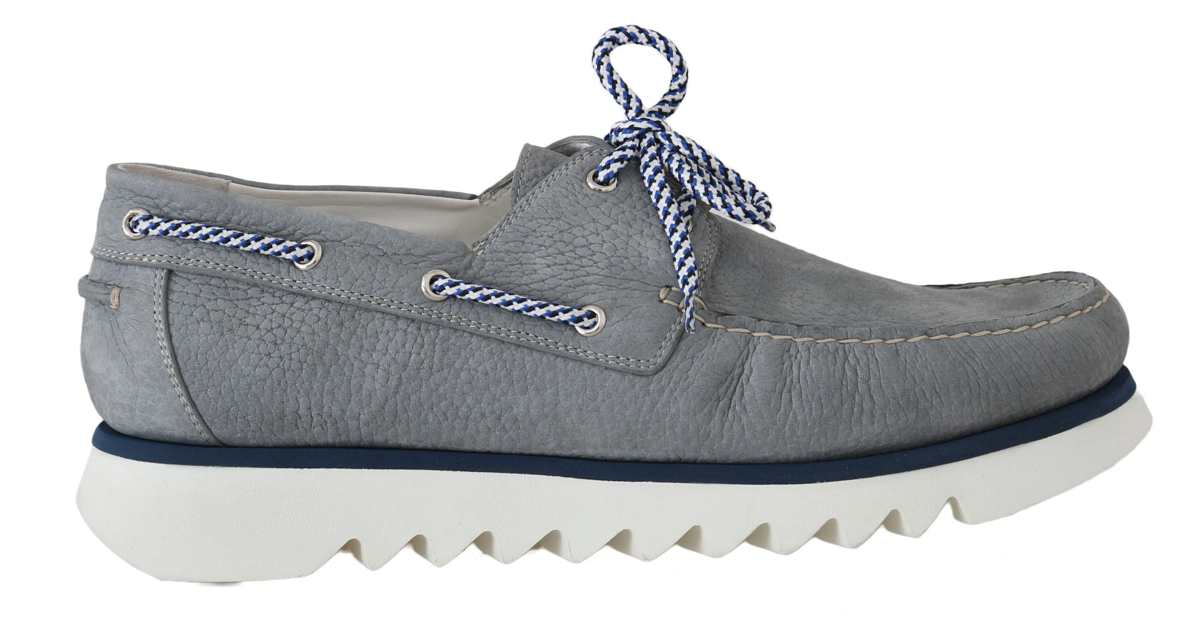 Gray White Leather Casual Loafers